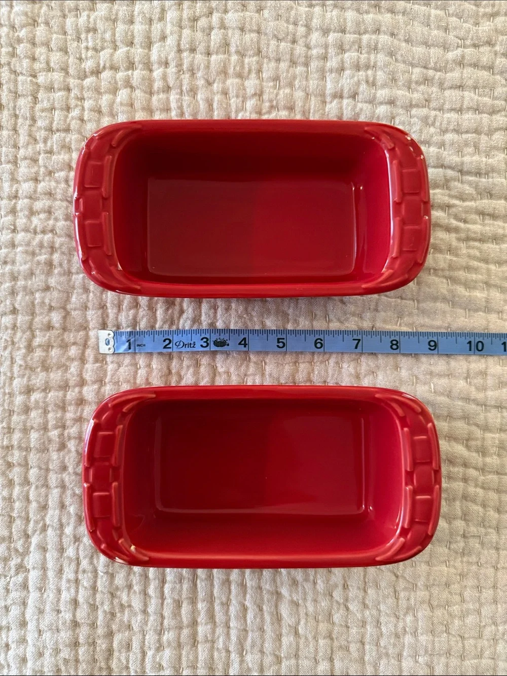 Longaberger set of 2 red pottery loaf pans